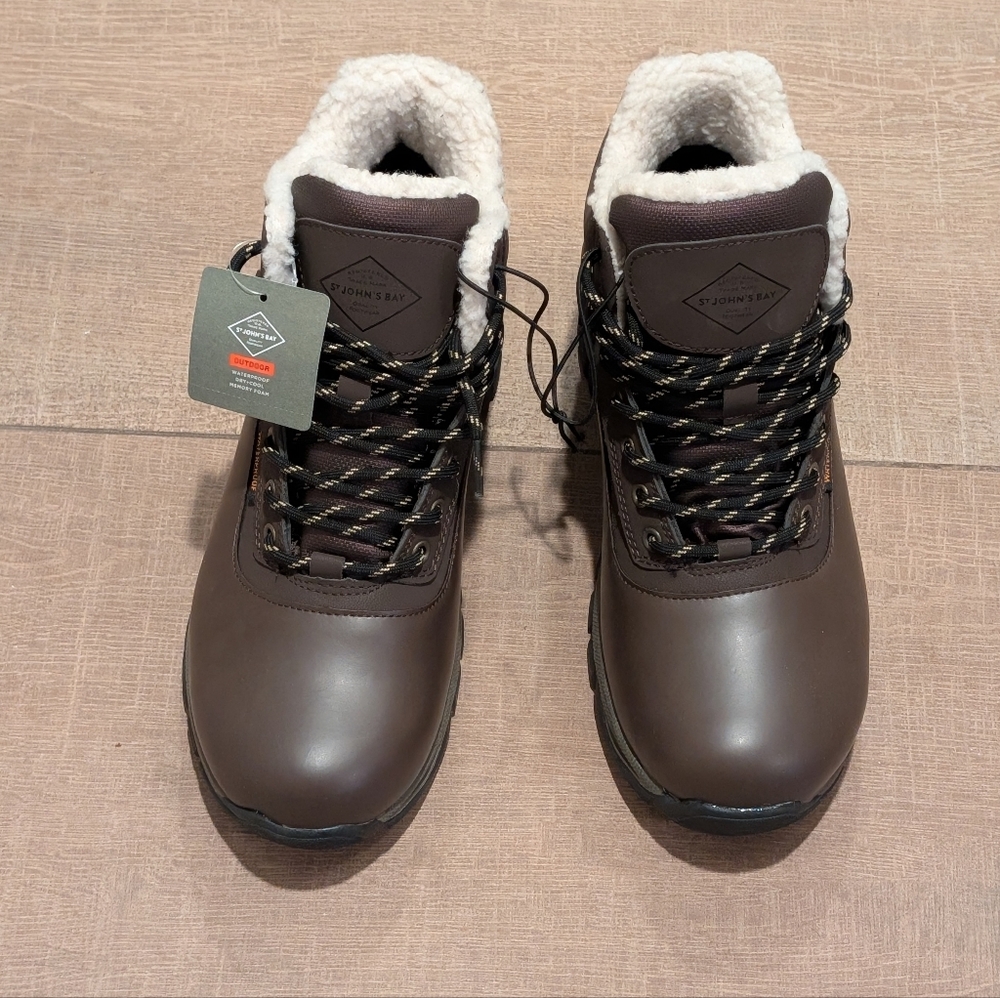 St. John's Bay Dark Brown Waterproof Boots 8.5 New